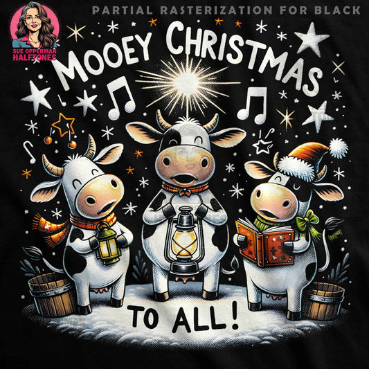 Christmas Cows Mooey Christmas Halftone T-Shirt Design - halftone PNG for T-shirts – Sue Opperman Halftones