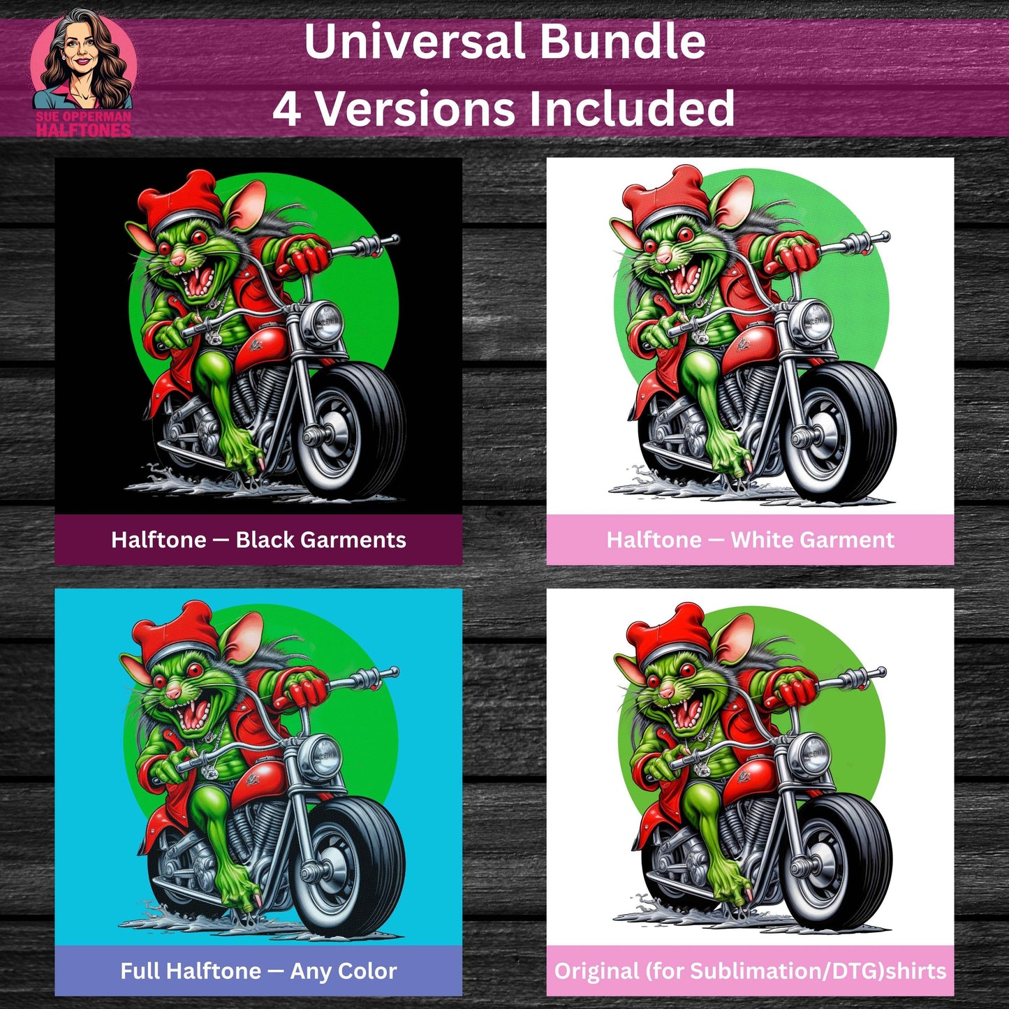 Christmas Mouse Bike Sue Opperman Halftones Universal Print Bundle - halftone PNG for T-shirts – Sue Opperman Halftones
