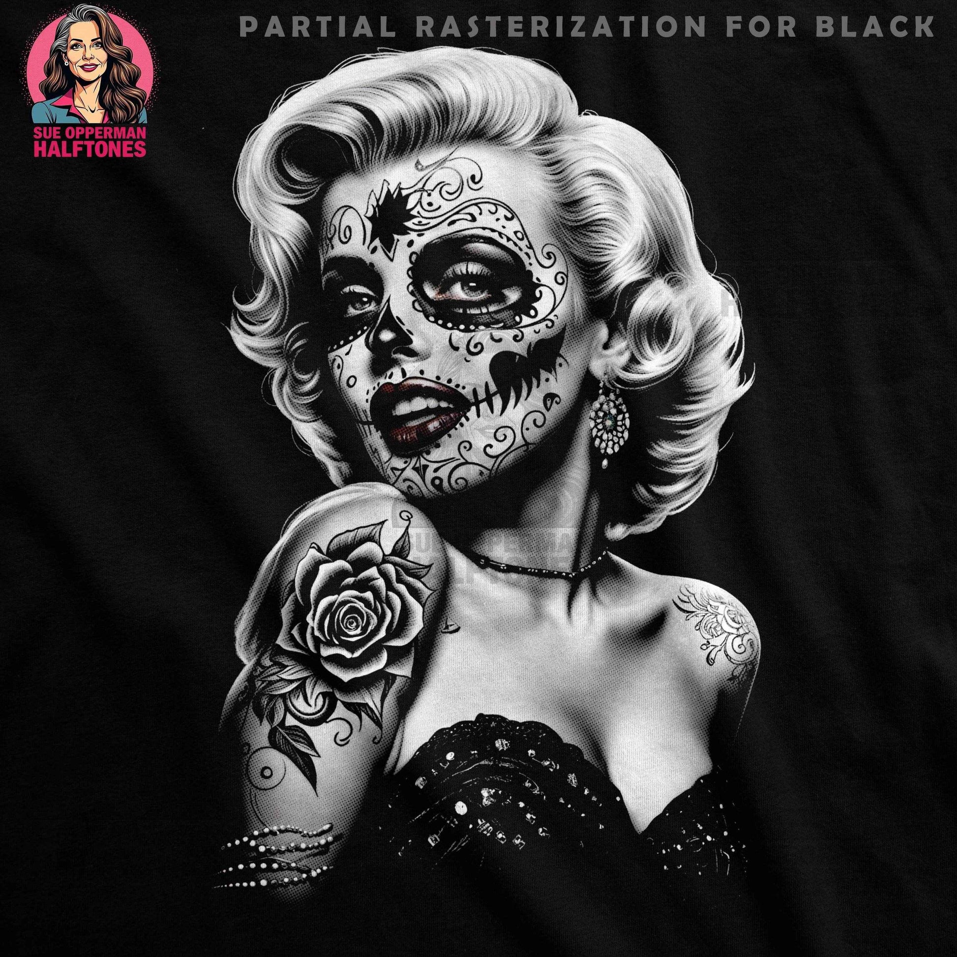 Sugar Skull Marilyn Monroe Halftone T-Shirt Design Digital - halftone PNG for T-shirts – Sue Opperman Halftones