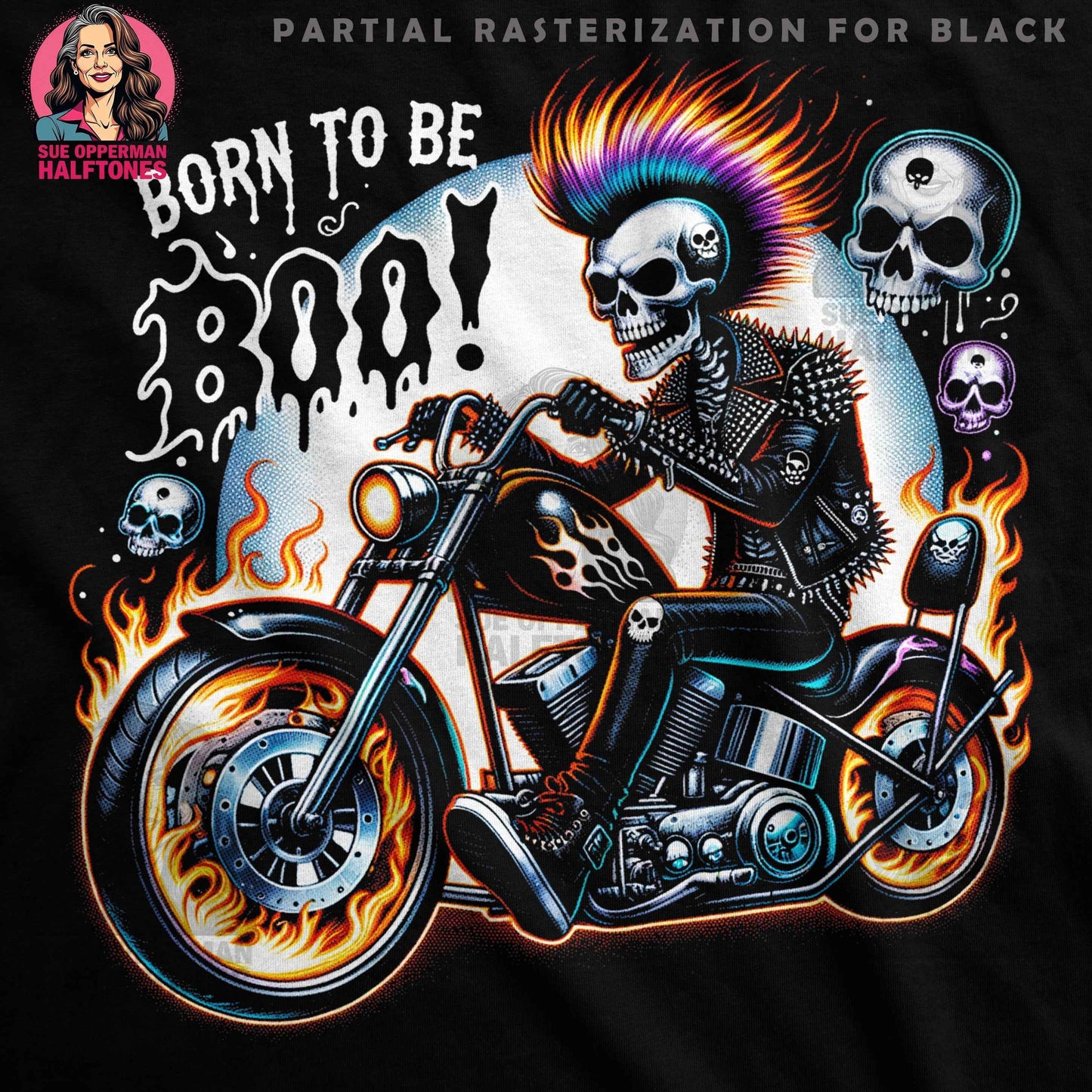Bike Skeleton Halftone T-Shirt Design - halftone PNG for T-shirts – Sue Opperman Halftones