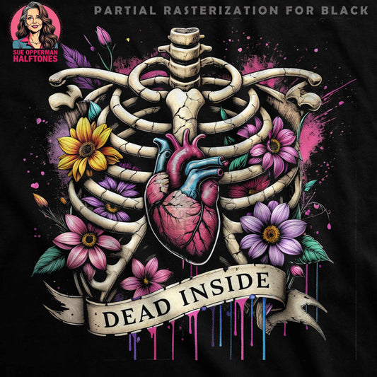 Dead Inside Floral Skeleton Halftone T-Shirt Design - halftone PNG for T-shirts – Sue Opperman Halftones