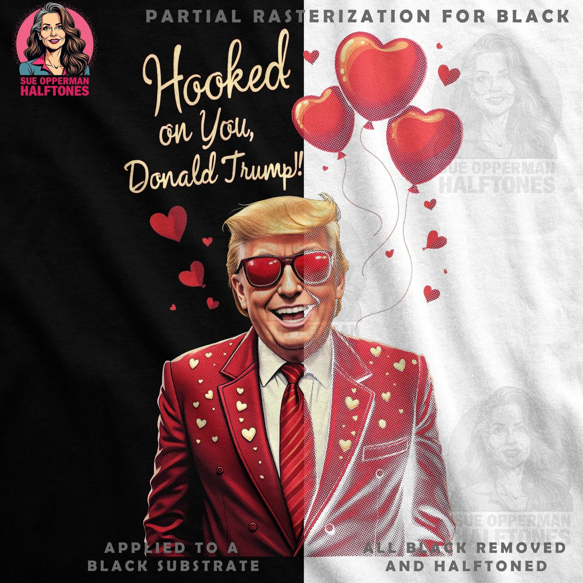 Valentines Donald Trump Halftone T-Shirt Design - halftone PNG for T-shirts – Sue Opperman Halftones