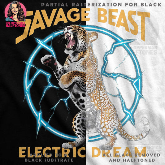 Savage Beast With Electric Dream Halftoned T-Shirt Design - halftone PNG for T-shirts – Sue Opperman Halftones