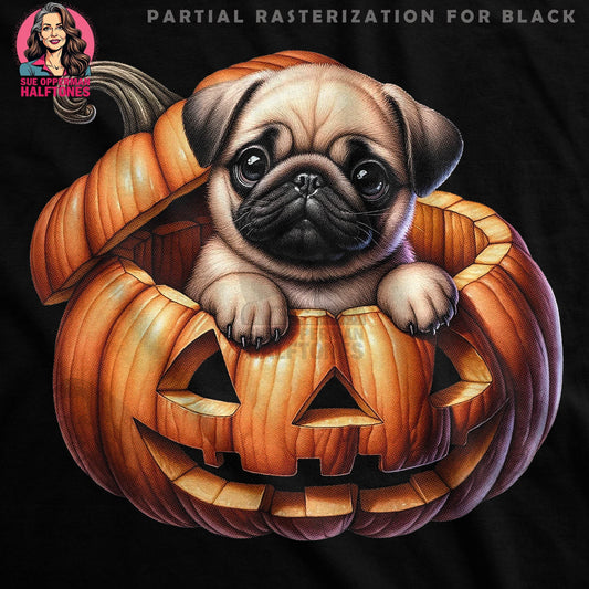 Cute Halloween Pug Halftone T-Shirt Design - halftone PNG for T-shirts – Sue Opperman Halftones