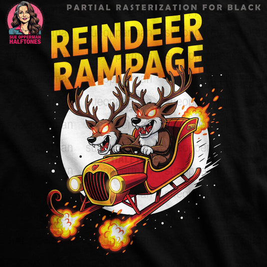 Christmas Reindeer Rampage Halftone T-Shirt Design Digital - halftone PNG for T-shirts – Sue Opperman Halftones