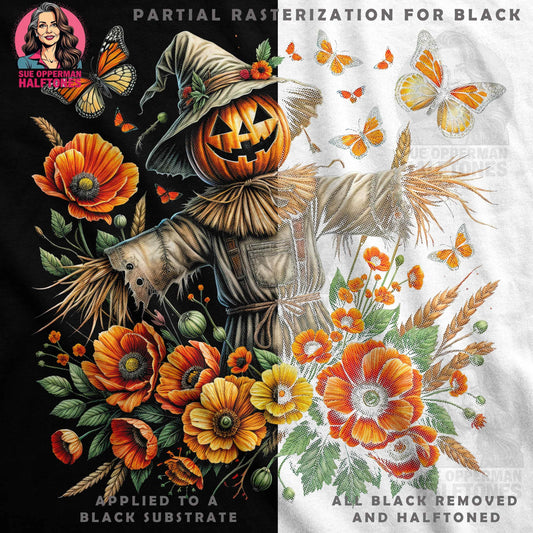 Floral Pumpkin Scarecrow Halftone T-Shirt Design Digital - halftone PNG for T-shirts – Sue Opperman Halftones