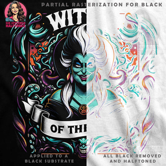 Witch of The Sea Villain Halftone T-Shirt Design - halftone PNG for T-shirts – Sue Opperman Halftones