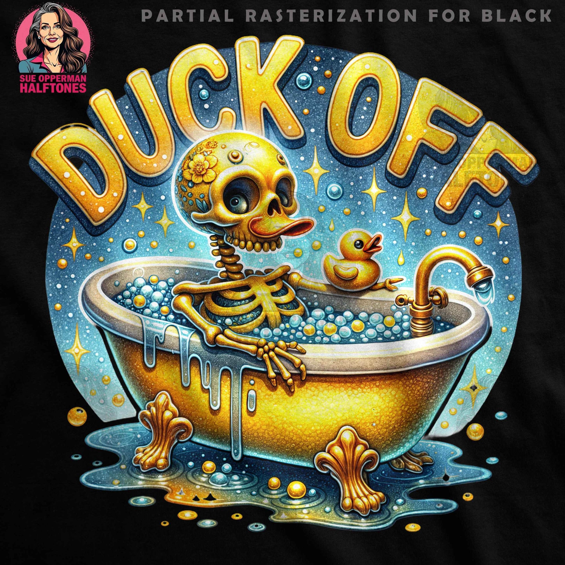 Duck Off Skeleton Bath Halftone T-Shirt Design Digital - halftone PNG for T-shirts – Sue Opperman Halftones