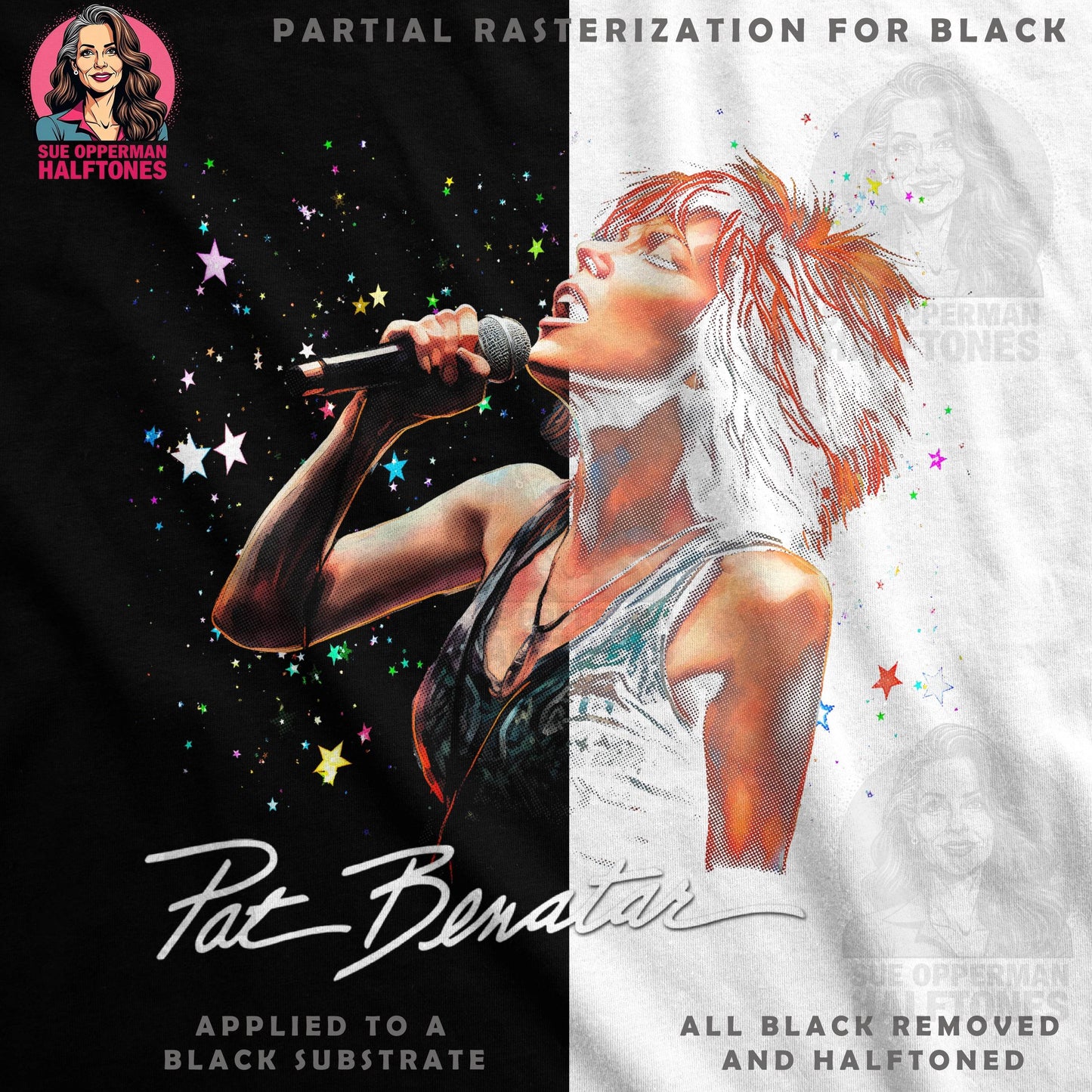 Pat Benatar Halftone T-Shirt Design - halftone PNG for T-shirts – Sue Opperman Halftones