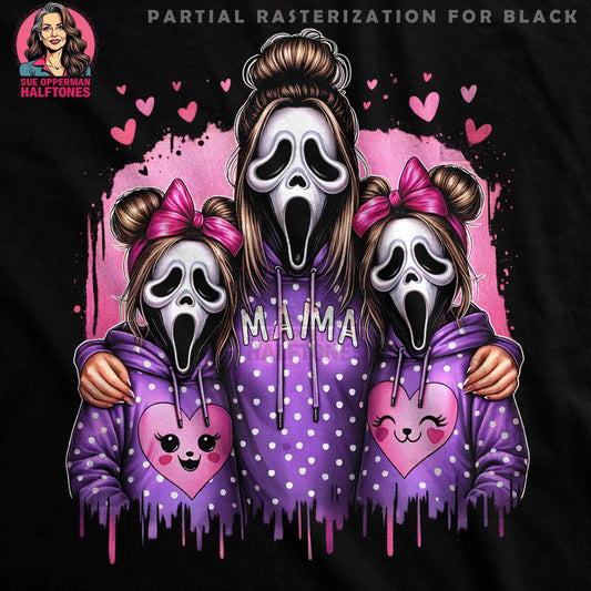 Scream Mama Girls Squad Halloween Digital Halftoned T-Shirt Design - halftone PNG for T-shirts – Sue Opperman Halftones
