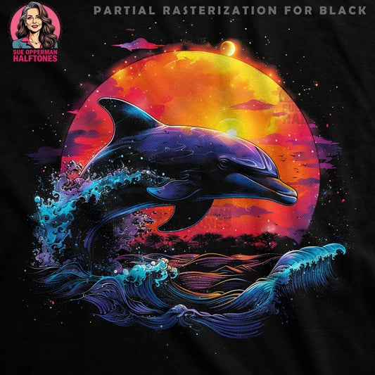 Dolphin Ocean Sunset Digital halftone T-shirt Design - halftone PNG for T-shirts – Sue Opperman Halftones