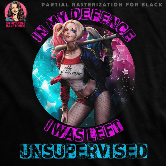 Harley Quinn Unsupervised Statement Halftone T-Shirt Design - halftone PNG for T-shirts – Sue Opperman Halftones