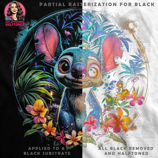 Whimsical Stitch With Flowers Digital Halftoned T-Shirt Design - halftone PNG for T-shirts – Sue Opperman Halftones