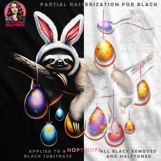 Easter Sloth Bunny Halftoned Funny T-Shirt Design - halftone PNG for T-shirts – Sue Opperman Halftones