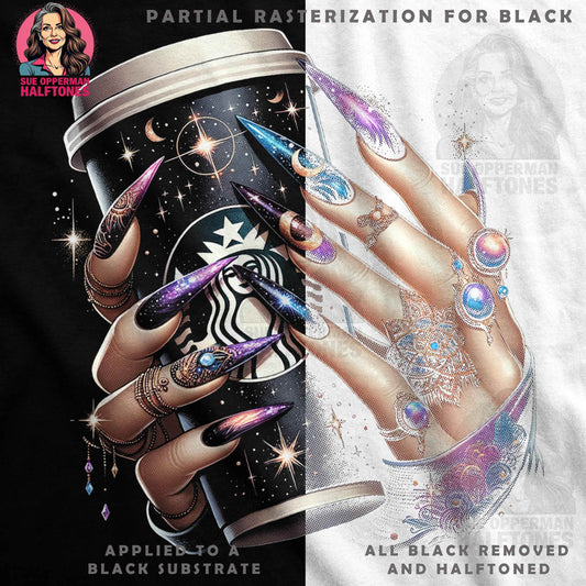 Glamour Nails Holding Starbucks Coffee Halftoned T-Shirt Design - halftone PNG for T-shirts – Sue Opperman Halftones