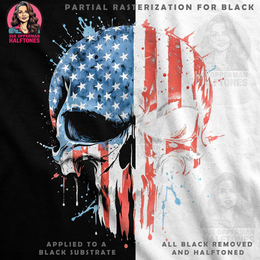American Skull Patriotic Halftone T-Shirt Design Digital - halftone PNG for T-shirts – Sue Opperman Halftones