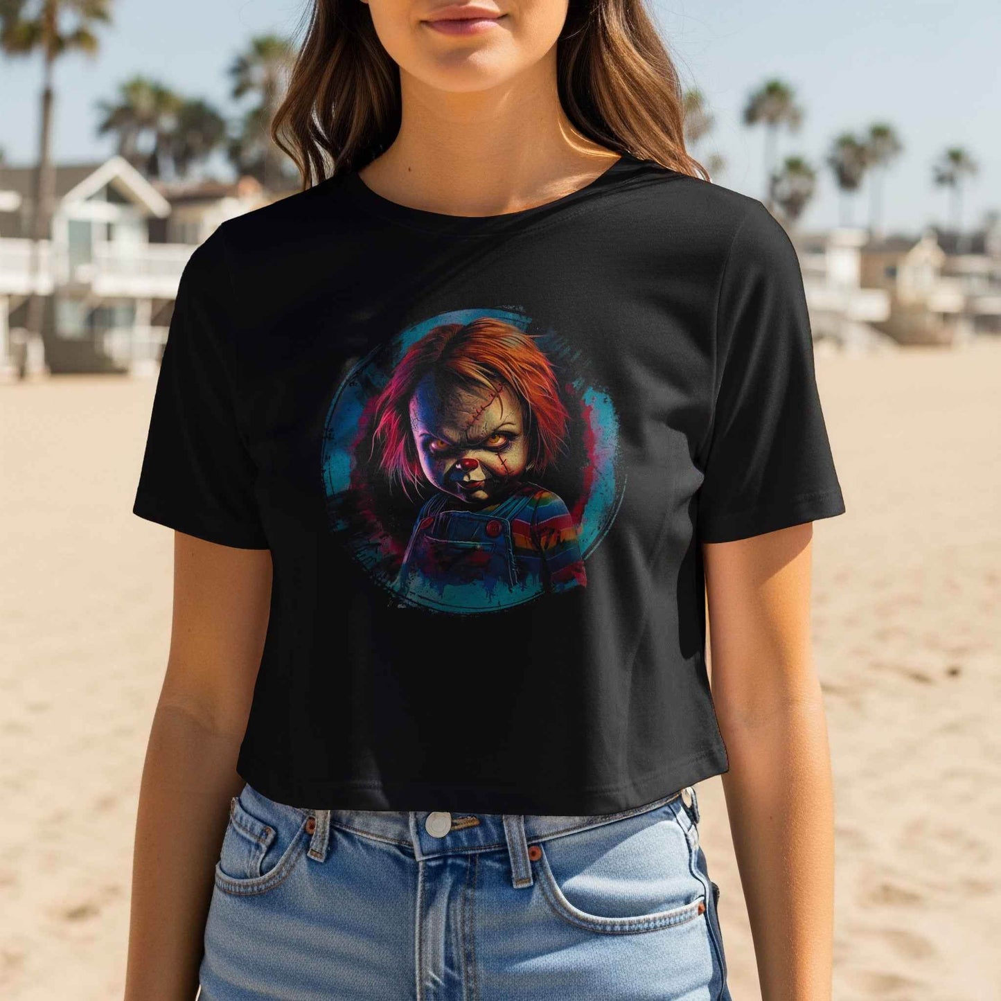 Chucky Doll Horror Movie Character Digital Halftoned T-Shirt Design - halftone PNG for T-shirts – Sue Opperman Halftones