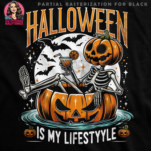 Halloween Lifestyle Skeleton Halftone T-Shirt Design Digital - halftone PNG for T-shirts – Sue Opperman Halftones