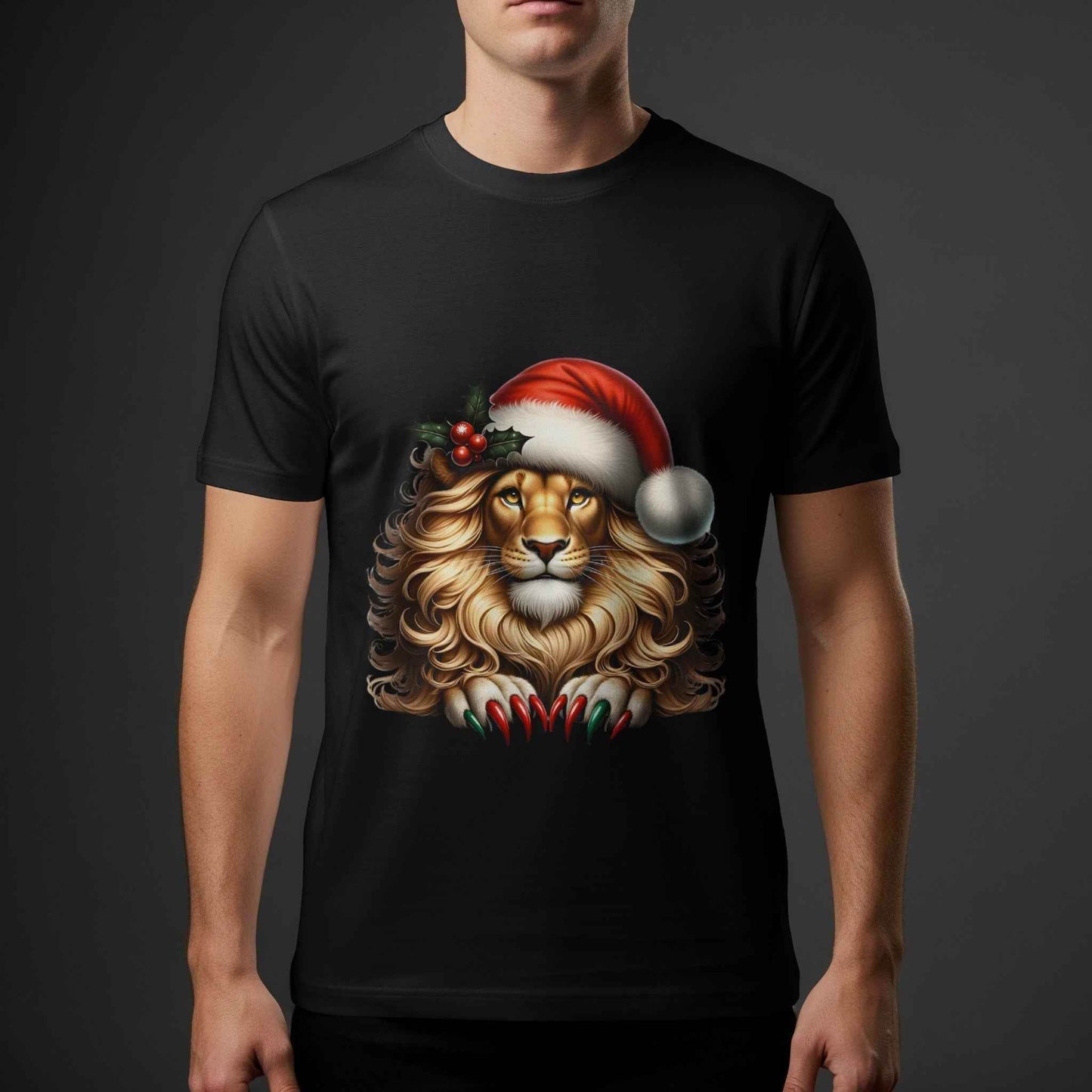 Christmas Lion With Santa Hat Halftone T-Shirt Designs - halftone PNG for T-shirts – Sue Opperman Halftones