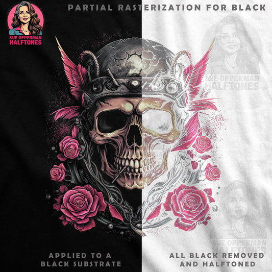 Skull Decorated With Roses Halftone T-Shirt Design - halftone PNG for T-shirts – Sue Opperman Halftones