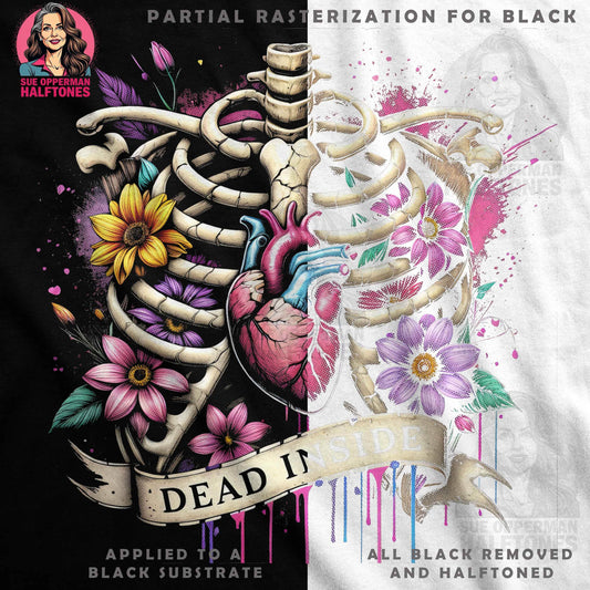 Dead Inside Floral Skeleton Halftone T-Shirt Design - halftone PNG for T-shirts – Sue Opperman Halftones