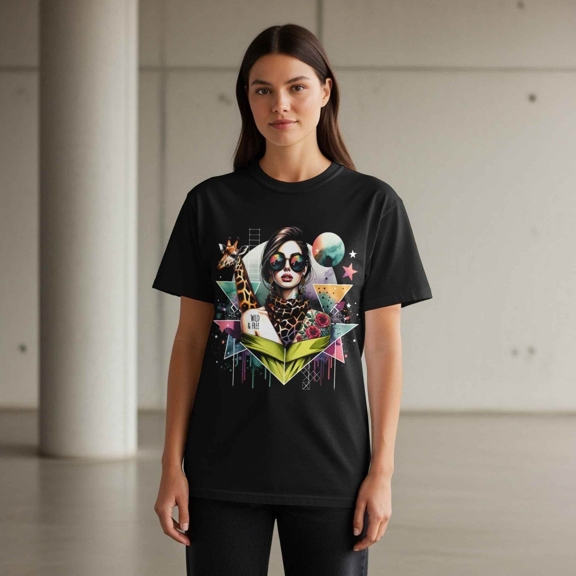 Portrait with Giraffe Tattoo Halftone T-Shirt Design - halftone PNG for T-shirts – Sue Opperman Halftones