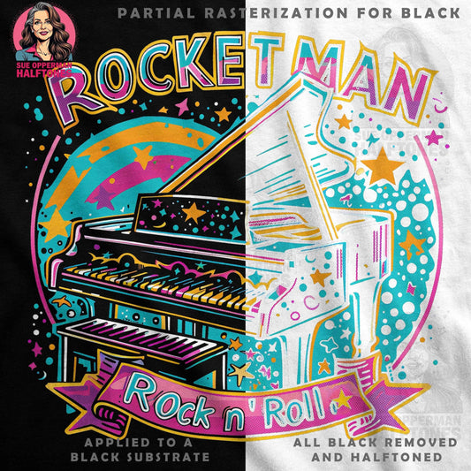 Rocket Man Rock and Roll Halftone T-Shirt Design Digital - halftone PNG for T-shirts – Sue Opperman Halftones