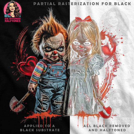 Halloween Dolls Digital Halftone T-Shirt Design - halftone PNG for T-shirts – Sue Opperman Halftones