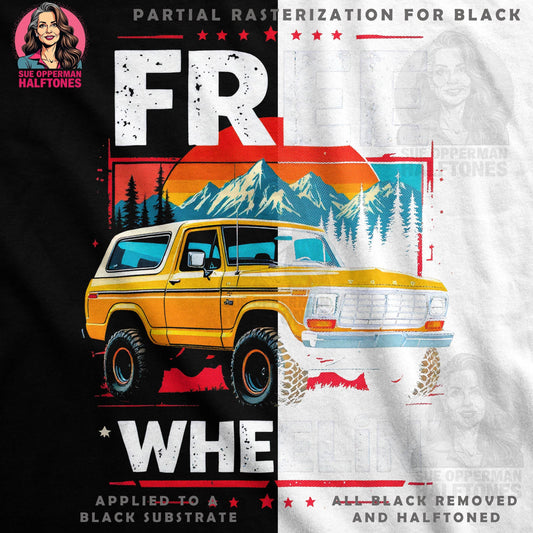 Off Road Car Free Wheeling Halftone T-Shirt Design - halftone PNG for T-shirts – Sue Opperman Halftones