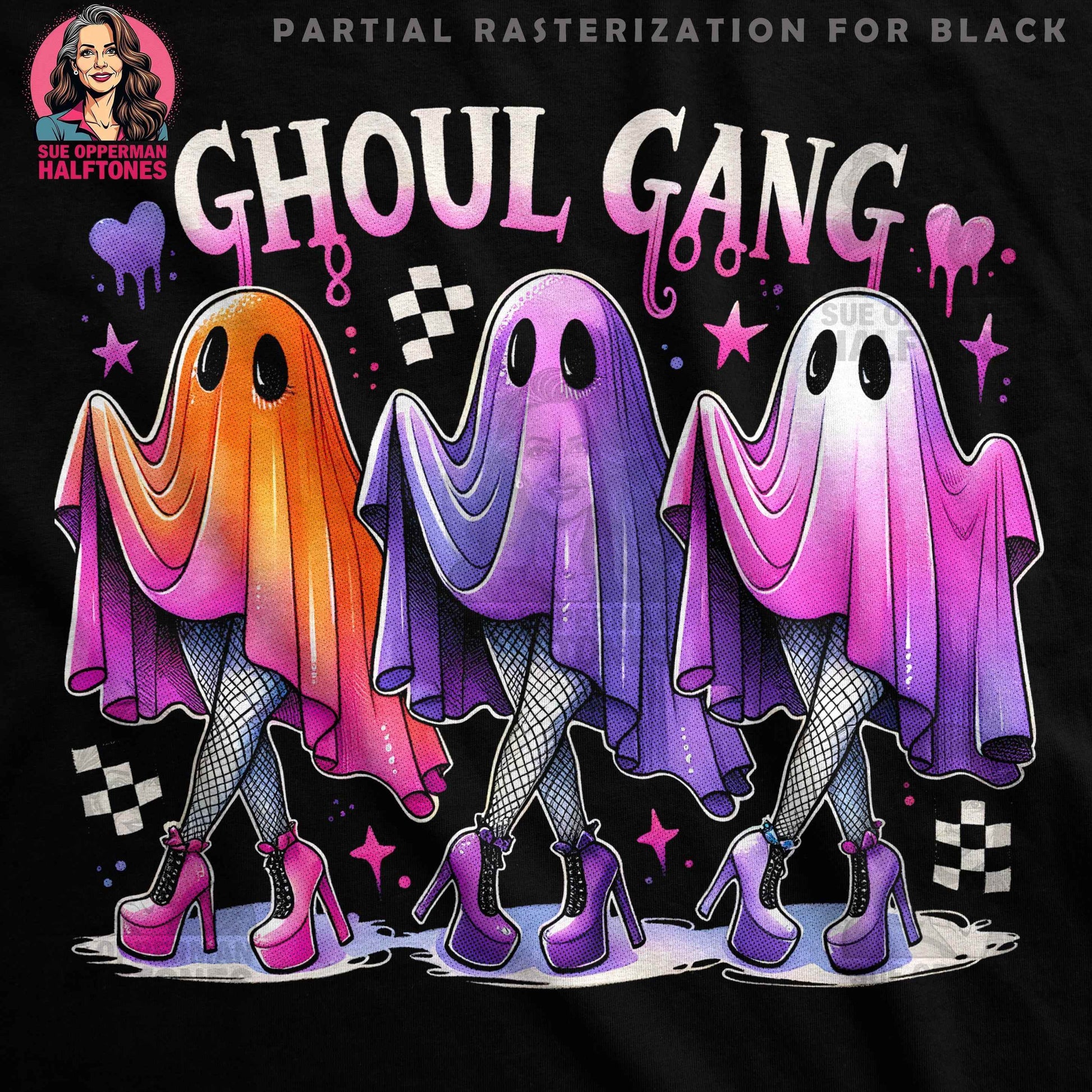 Ghoul Gang Halloween Digital Halftone T-Shirt Design - halftone PNG for T-shirts – Sue Opperman Halftones
