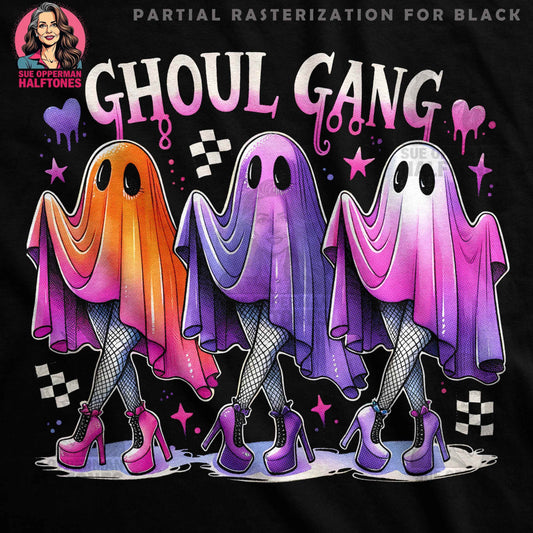 Ghoul Gang Halloween Digital Halftone T-Shirt Design - halftone PNG for T-shirts – Sue Opperman Halftones