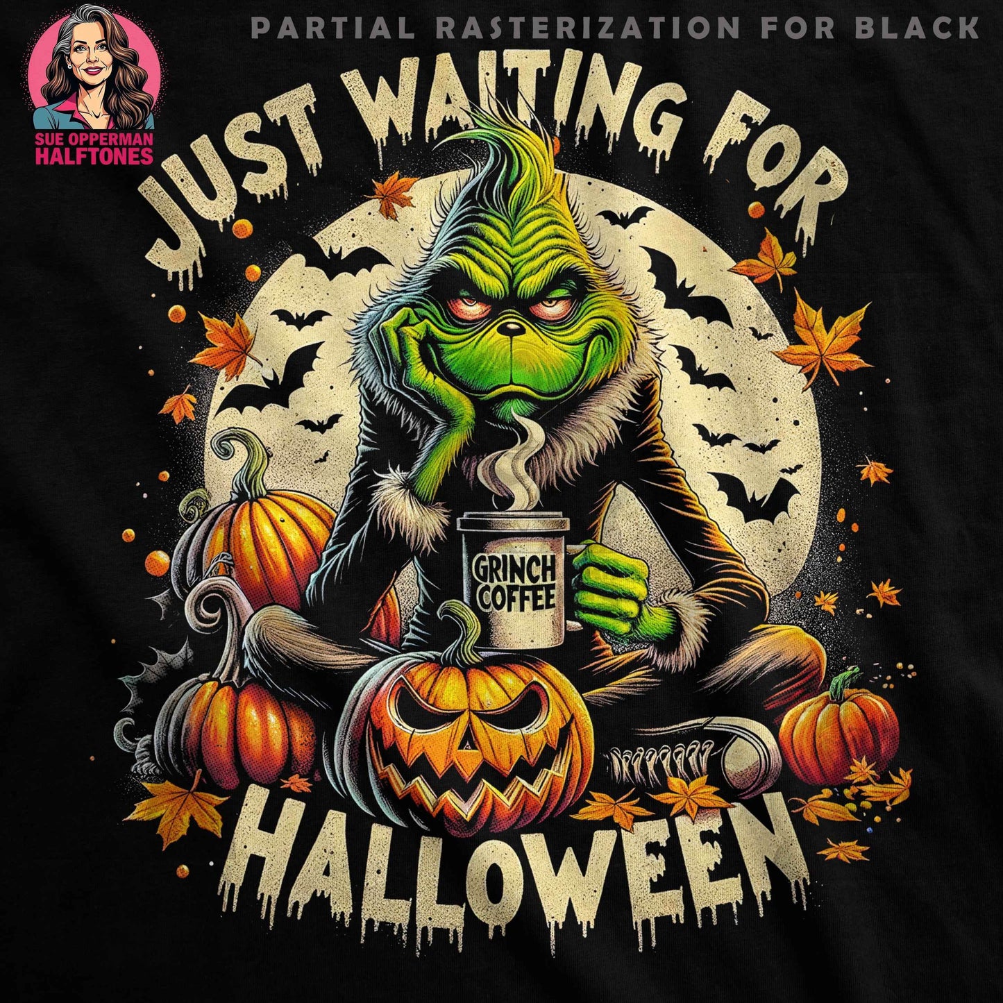 Halloween Grinch Waiting Halftone T-shirt Design - halftone PNG for T-shirts – Sue Opperman Halftones