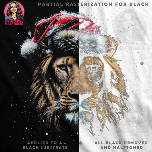 Christmas Lion With Santa Hat Digital Halftoned T-Shirt Design - halftone PNG for T-shirts – Sue Opperman Halftones