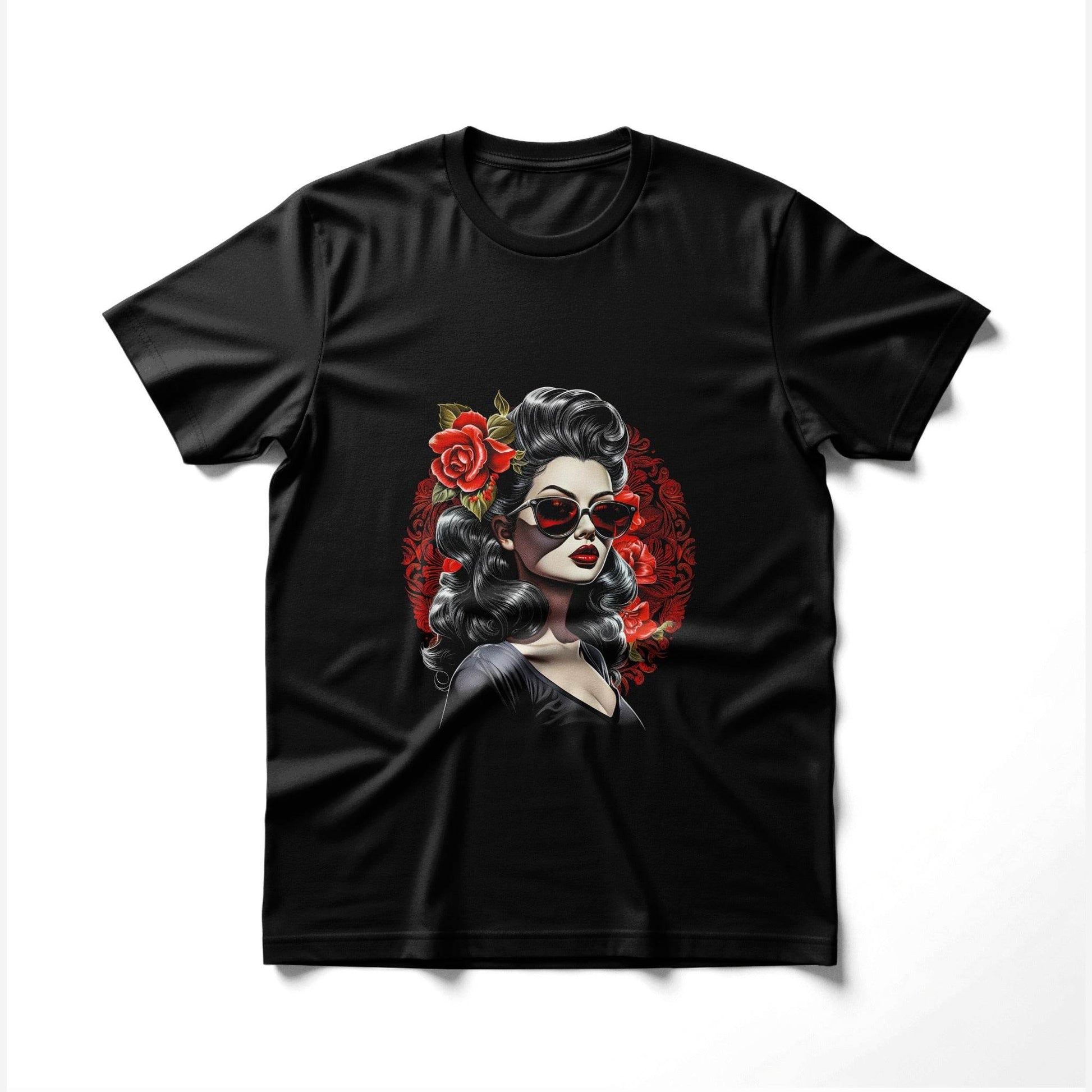 Glamour Girl With Roses Halftone T-Shirt Design - halftone PNG for T-shirts – Sue Opperman Halftones