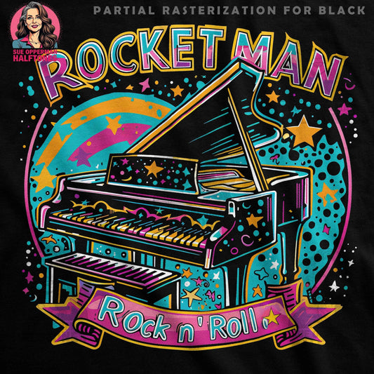 Rocket Man Rock and Roll Halftone T-Shirt Design Digital - halftone PNG for T-shirts – Sue Opperman Halftones