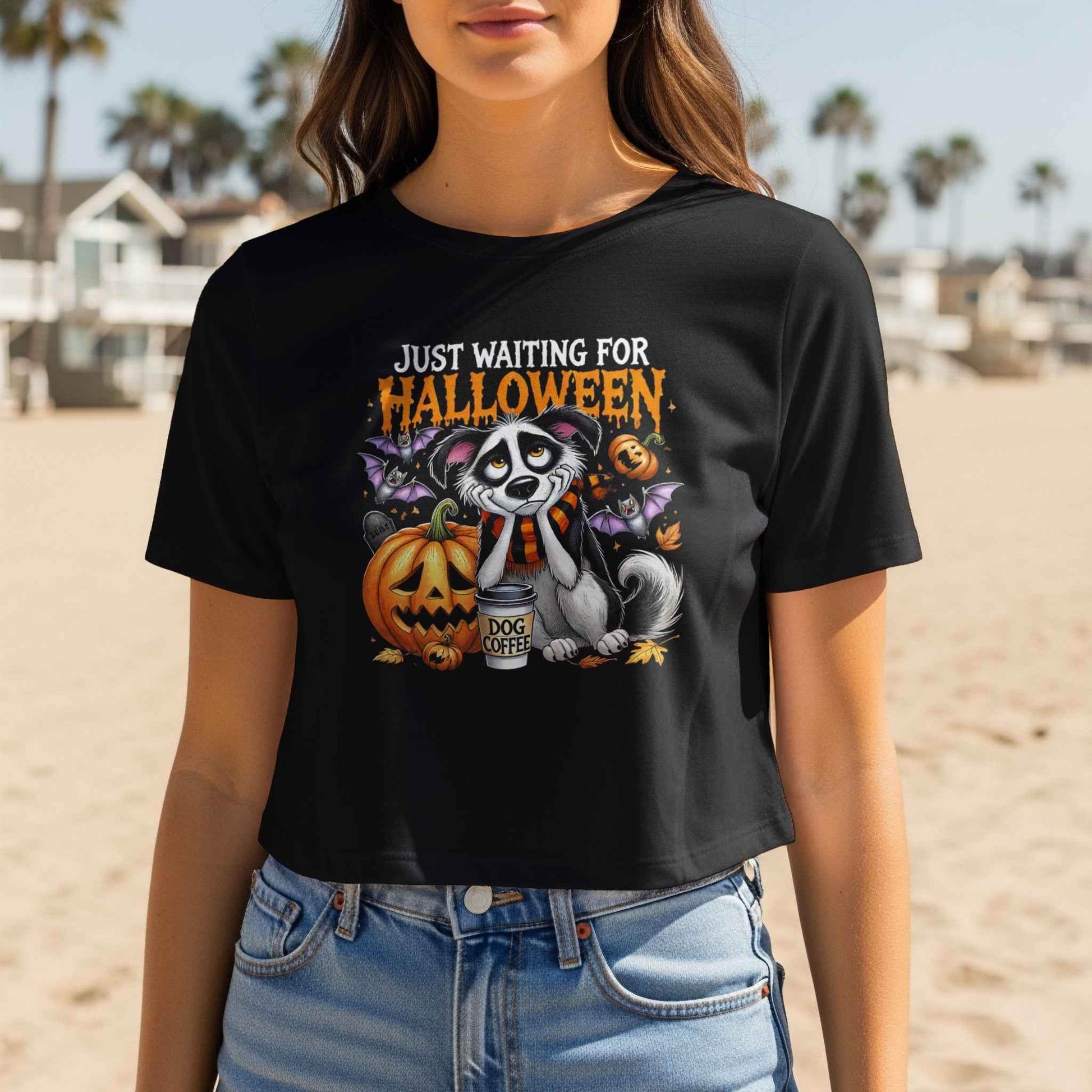 Cute Dog Waiting For Halloween Halftoned T-shirt Design - halftone PNG for T-shirts – Sue Opperman Halftones