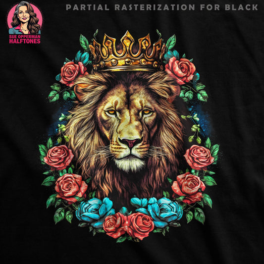 Lion King With Flowers Halftone T-Shirt Design - halftone PNG for T-shirts – Sue Opperman Halftones