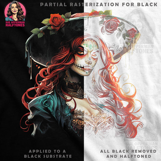Skull Sugar Bride And Roses Halftone T-Shirt Design - halftone PNG for T-shirts – Sue Opperman Halftones