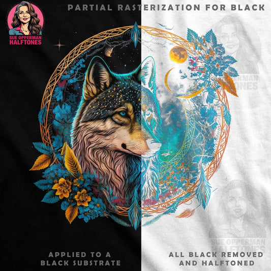 Wolf Floral Dreamcatcher Halftone T-Shirt Design - halftone PNG for T-shirts – Sue Opperman Halftones