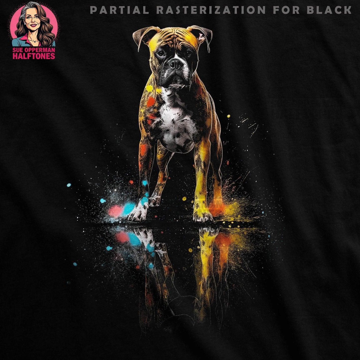 Boxer Dog Splash Art Halftone T-Shirt Design - halftone PNG for T-shirts – Sue Opperman Halftones