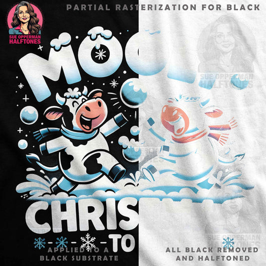Christmas Mooey Cows Festive Halftone T-Shirt Design - halftone PNG for T-shirts – Sue Opperman Halftones