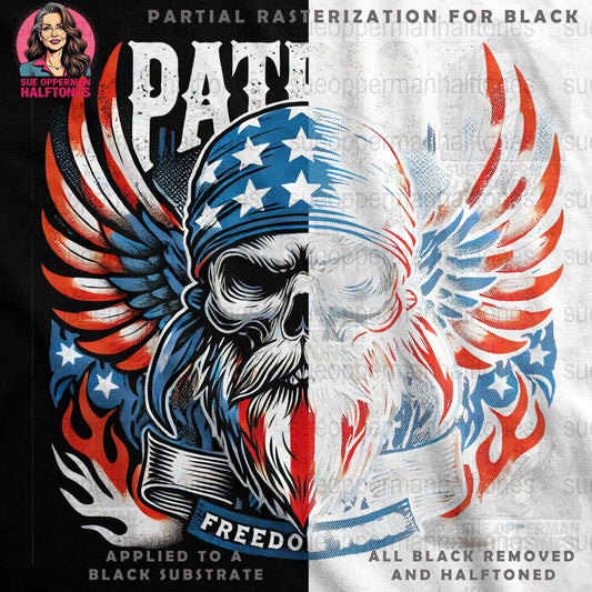 Patriot Skull with Wings Halftone T-Shirt Design Digital - halftone PNG for T-shirts – Sue Opperman Halftones