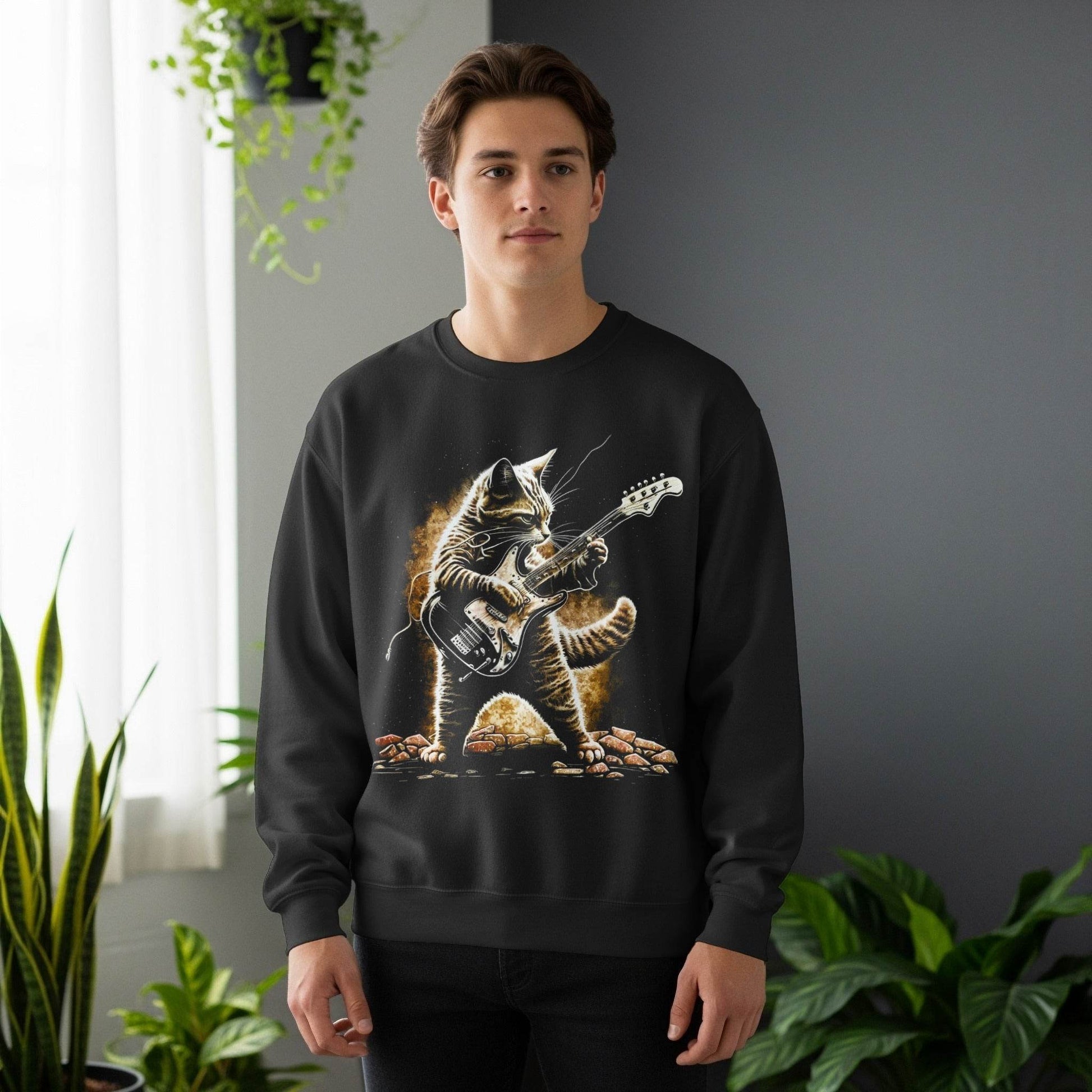Cat Playing Guitar Halftone T-Shirt Design - halftone PNG for T-shirts – Sue Opperman Halftones