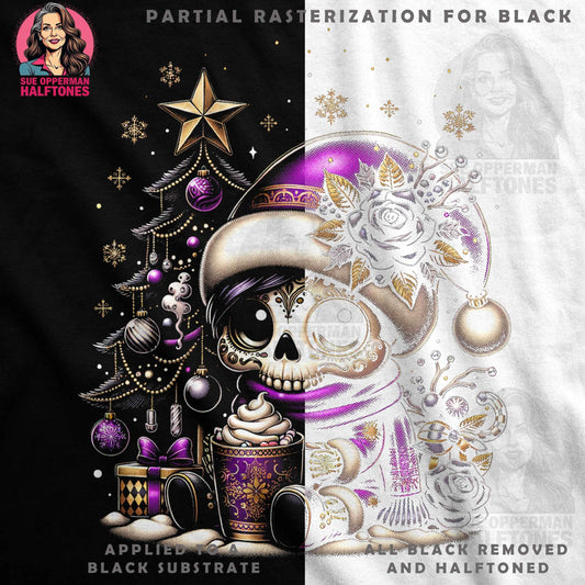 Christmas Sugar Skull with Tree Halftone T-Shirt Design - halftone PNG for T-shirts – Sue Opperman Halftones