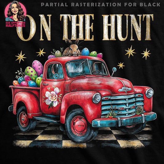Easter Truck with Bunny Halftone T-Shirt Design - halftone PNG for T-shirts – Sue Opperman Halftones