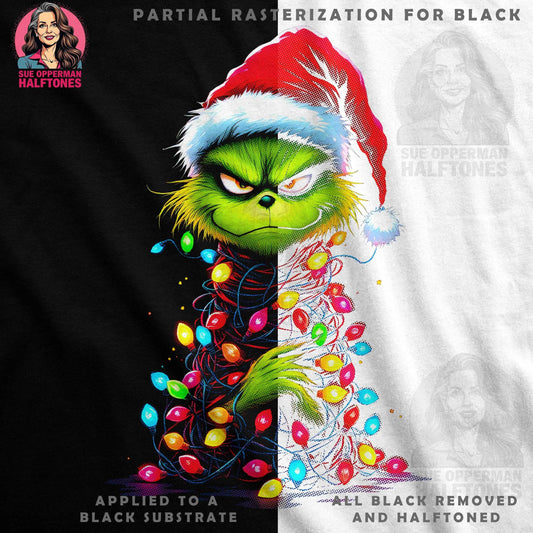 Grinch with Christmas Lights Halftone T-Shirt Design - halftone PNG for T-shirts – Sue Opperman Halftones