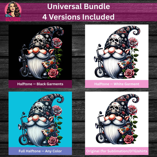 Skull Biker Gnome Universal Print Bundle - halftone PNG for T-shirts – Sue Opperman Halftones