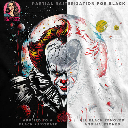 Horror Clown in Space Halftone T-Shirt Design - halftone PNG for T-shirts – Sue Opperman Halftones
