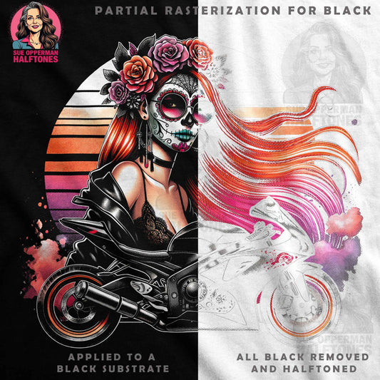 Day of the Dead Motorcycle Rider Halftone T-Shirt Design - halftone PNG for T-shirts – Sue Opperman Halftones