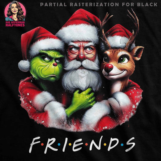 Christmas Friends Santa Grinch Halftoned T-Shirt Design - halftone PNG for T-shirts – Sue Opperman Halftones